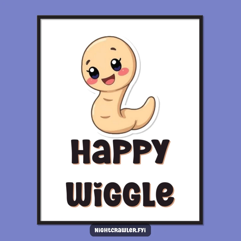 Funny Earthworm Poster - Speedy Happy Smile Wall Art