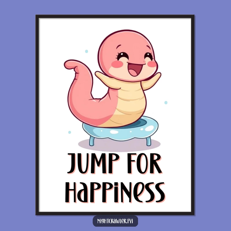 Funny Earthworm Trampoline Poster: Bouncing Worm Art, Perfect Decor & Gift