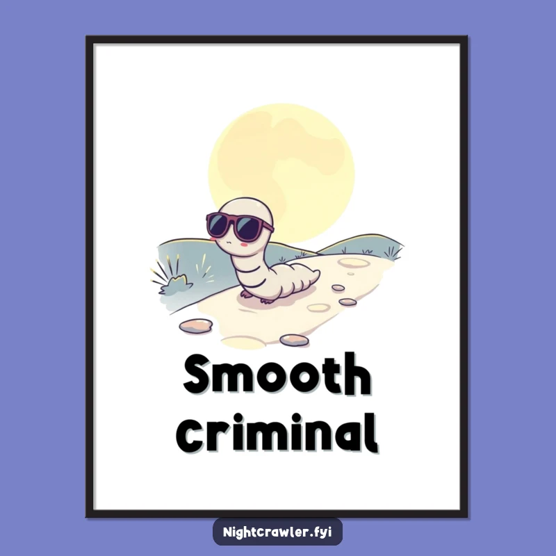 Funny Moonlit Worm Poster: Cool Vibe Art, Nocturnal Charm, Unique Funny Gift