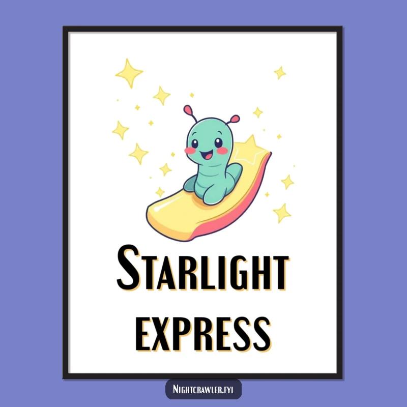 Funny Starlight Slide Art Poster - Cosmic Worm, Perfect Funny Gift