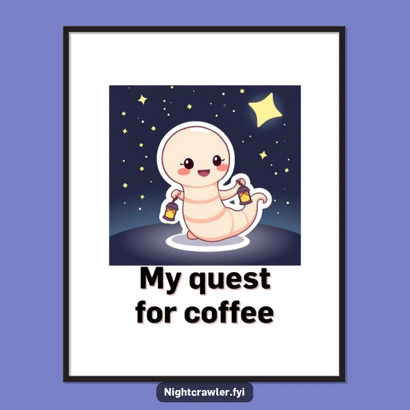 Funny Worm Lantern Poster: Enchanting Night Sky Art Funny Gift for Walls