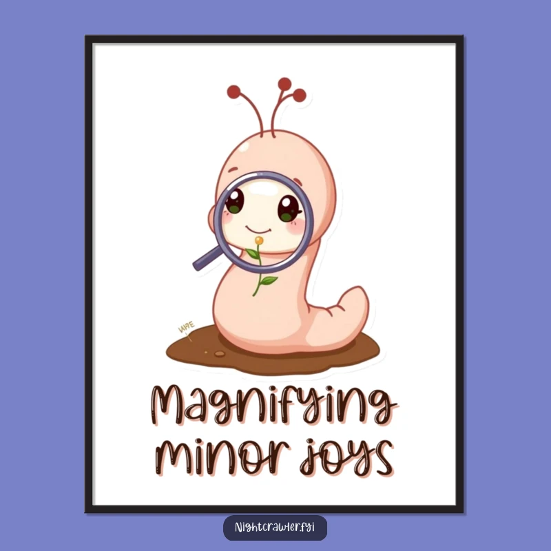 Funny Worm Magnifying Poster: Cute Sprout Explorer Art