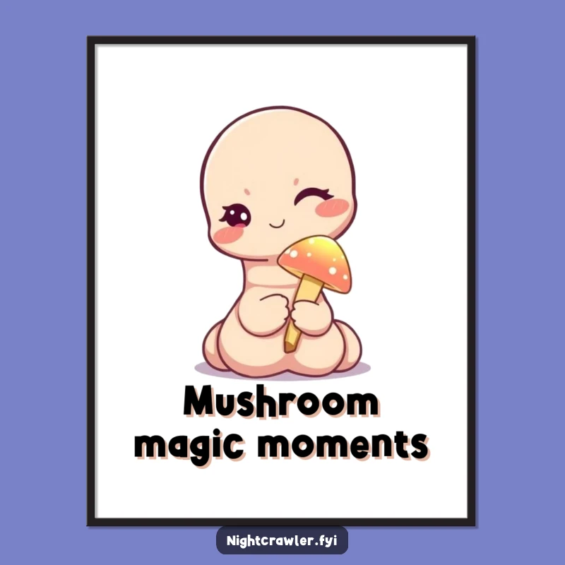Funny Worm Winking Poster - Artful Worm Mushroom Magic Decor