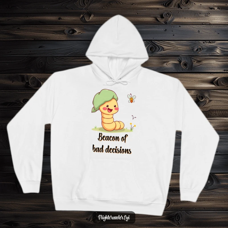 Funny Hoodie featuring a cheerful worm enthusiastically guiding a lost firefly home, symbolizing warmth and helpfulness.