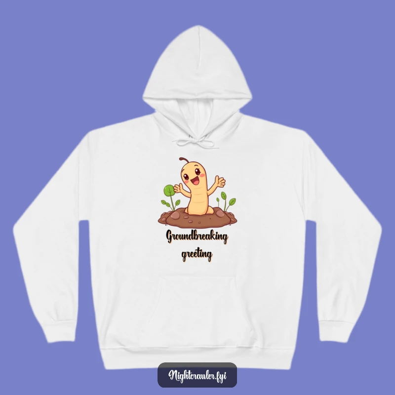 Funny Waving Earthworm Hoodie - Cozy Comfort with Garden Cheer