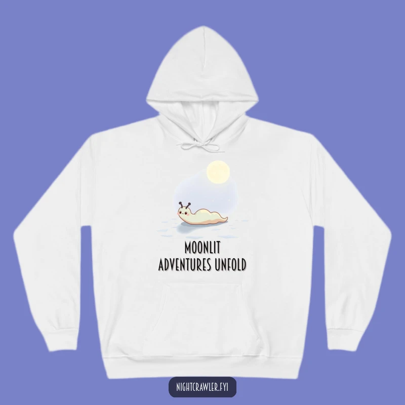 Funny Moonlit Slug Hoodie: Cute Character's Comfort, a Cozy Funny Gift.
