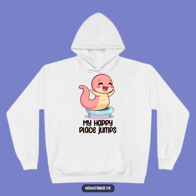 Funny Earthworm Trampoline Hoodie: Joyful Bouncing Worm, Perfect Cozy & Gift