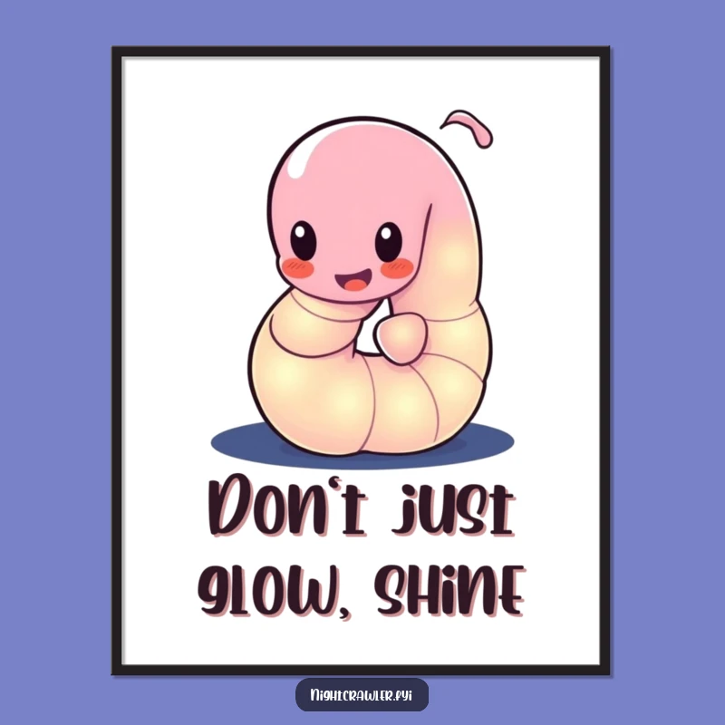 Funny Free Printable Wall Art: Glowing Worm, Downloadable Decor for Bright Vibes