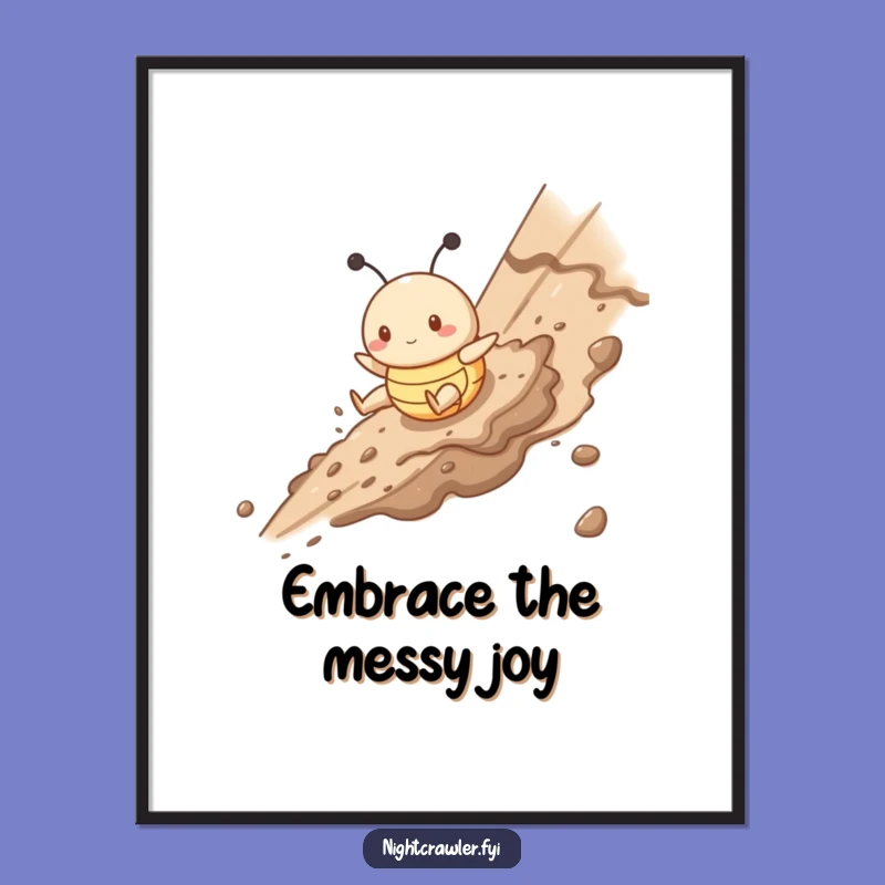 Free Printable Wall Art: Muddy Bug Slide, Funny Playful Downloadable Art