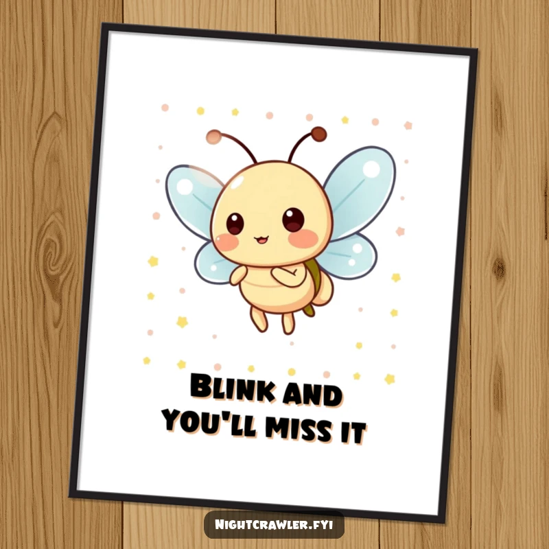 Funny Free Printable Wall Art: Playful firefly blinking its light in a cheerful, rhythmic pattern, creating a magical ambiance.