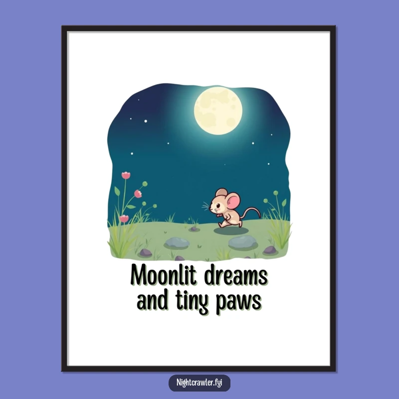 Free Printable Wall Art: Moonlit Mouse, Funny Downloadable Art for Whimsical Spaces