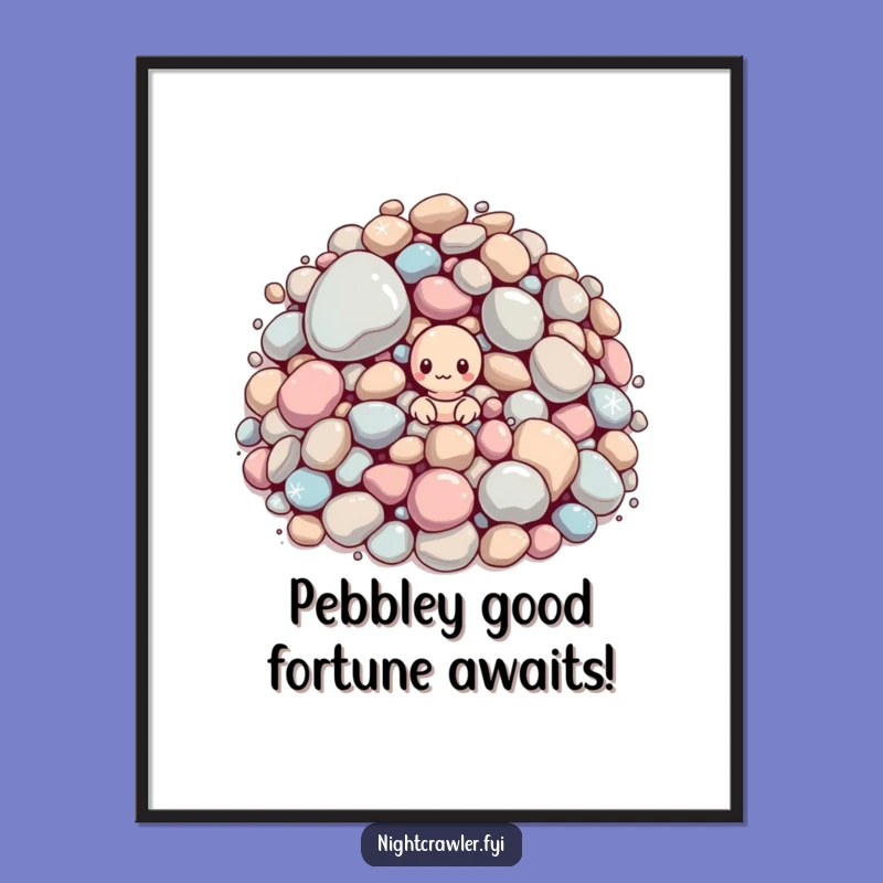 Free Printable Wall Art: Worm Peeking From Sparkly Pebbles Funny Downloadable