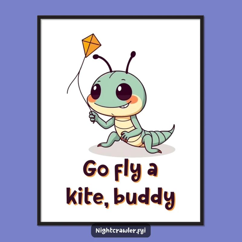 Funny Free Printable Wall Art: Night Crawler Kite Flying Downloadable Art