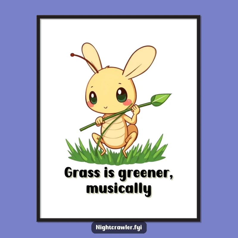 Wall Art: Free Printable Cricket Grass Strumming Humor Downloadable