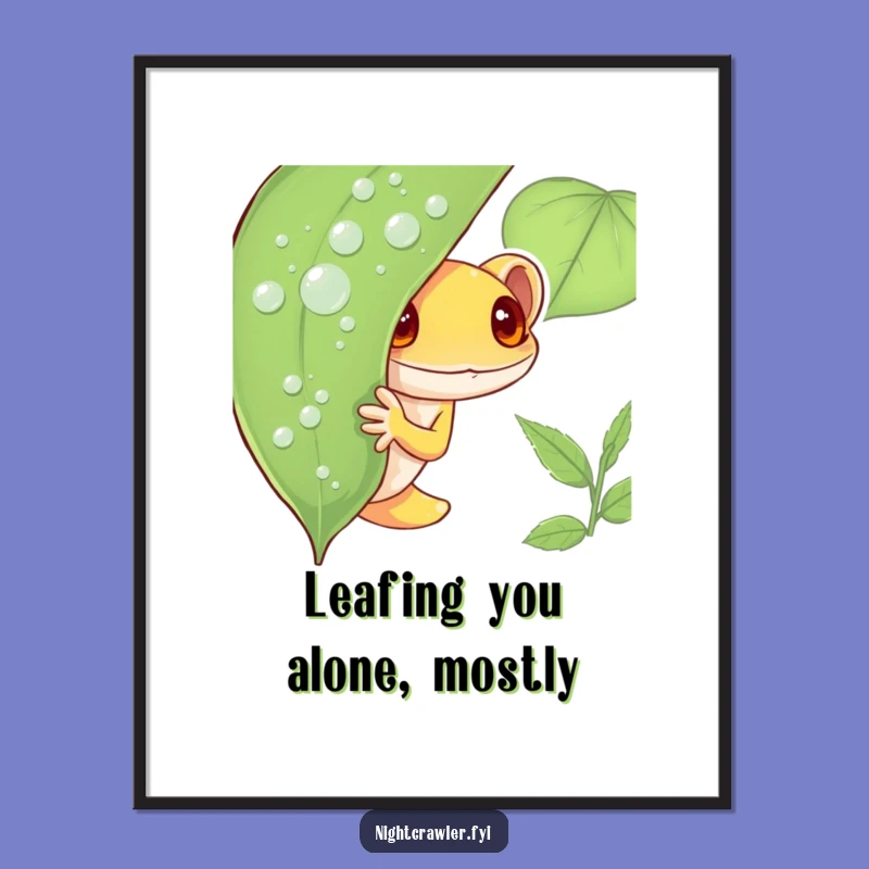 Free Printable Shy Gecko Wall Art - Funny Downloadable Decor for Nature Lovers