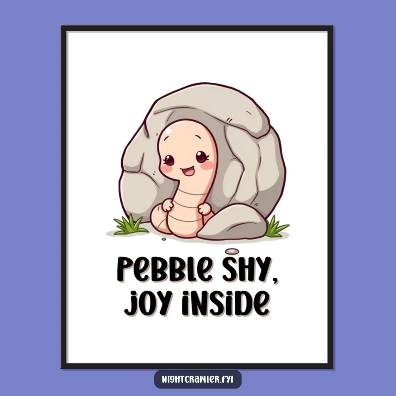 Peekaboo Earthworm Shy Pebble Free Printable Wall Art Downloadable