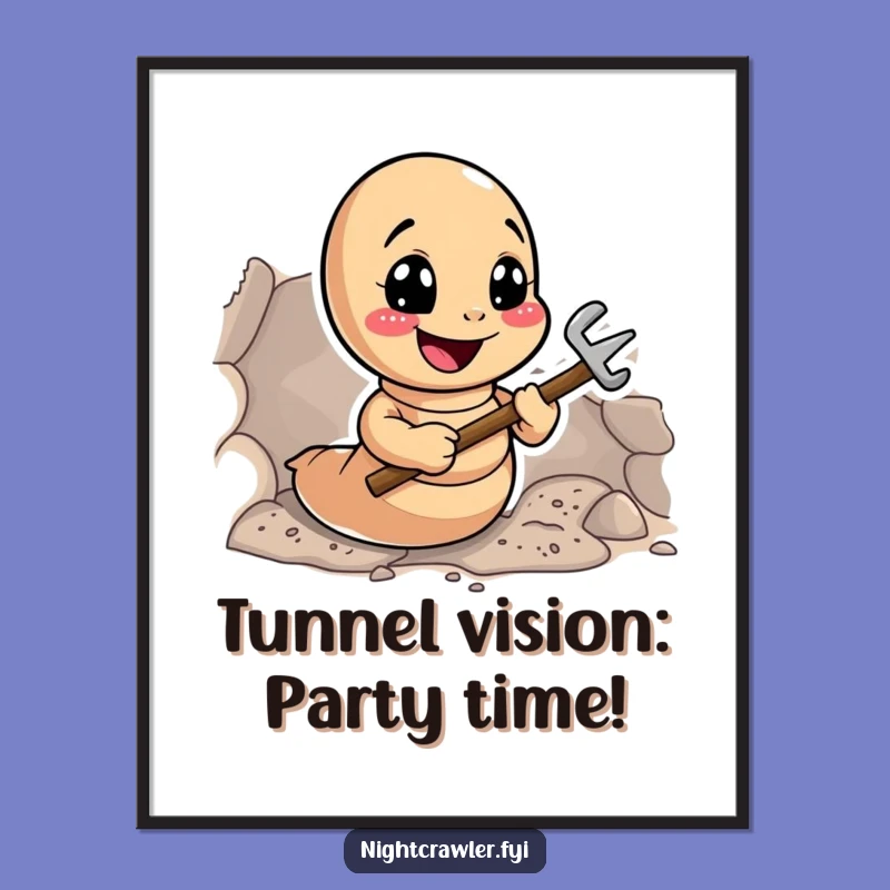 Free Printable Wall Art: Earthworm's Tunneling Adventure, Funny Downloadable Decor