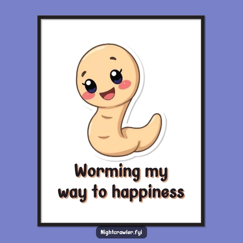 Funny Free Printable Worm Wall Art - Happy Slithering Character Downloadable Decor