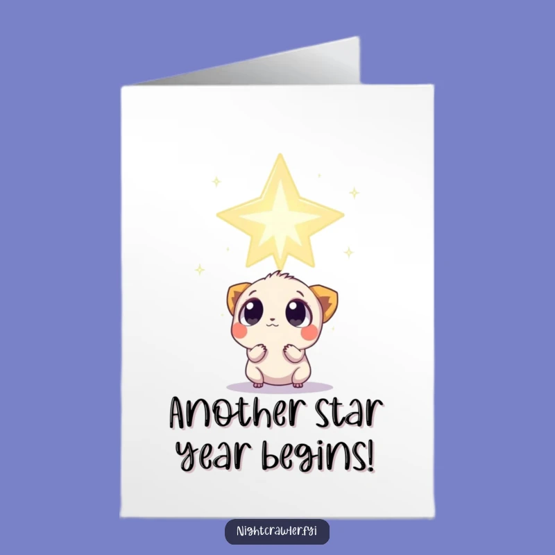 Free Printable Birthday Card: Star Gazer Creature Funny Downloadable Gift
