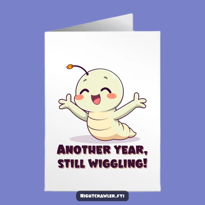 Free Printable Birthday Card: Happy Night Crawler Enjoying Breeze - Funny Downloadable Gift