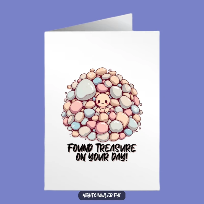 Free Printable Birthday Card: Worm Peeking From Sparkly Pebbles Funny Gift
