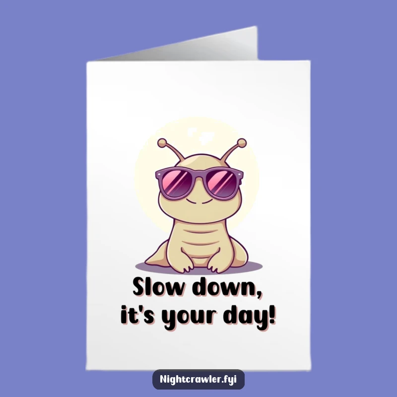 Free Printable Birthday Card: Funny Slug Basking Moonlit Vibes, Hilarious Downloadable Gift