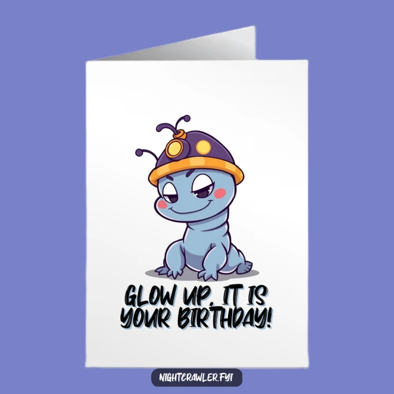Free Printable Birthday Card: Mischievous Night Crawler with Glowing Hat Funny Downloadable Gift