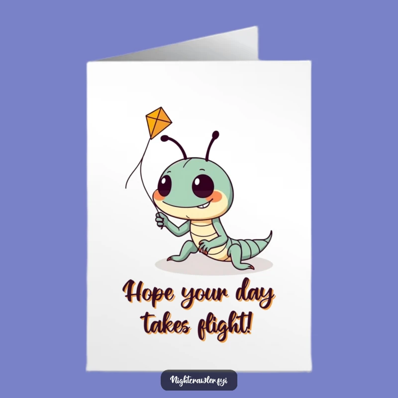 Free Printable Birthday Card: Night Crawler Kite Flying Funny Downloadable Gift