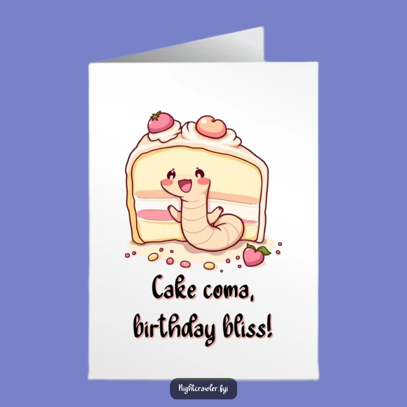 Free Printable Birthday Card: Worm Cake Burrow, Funny Downloadable Gift