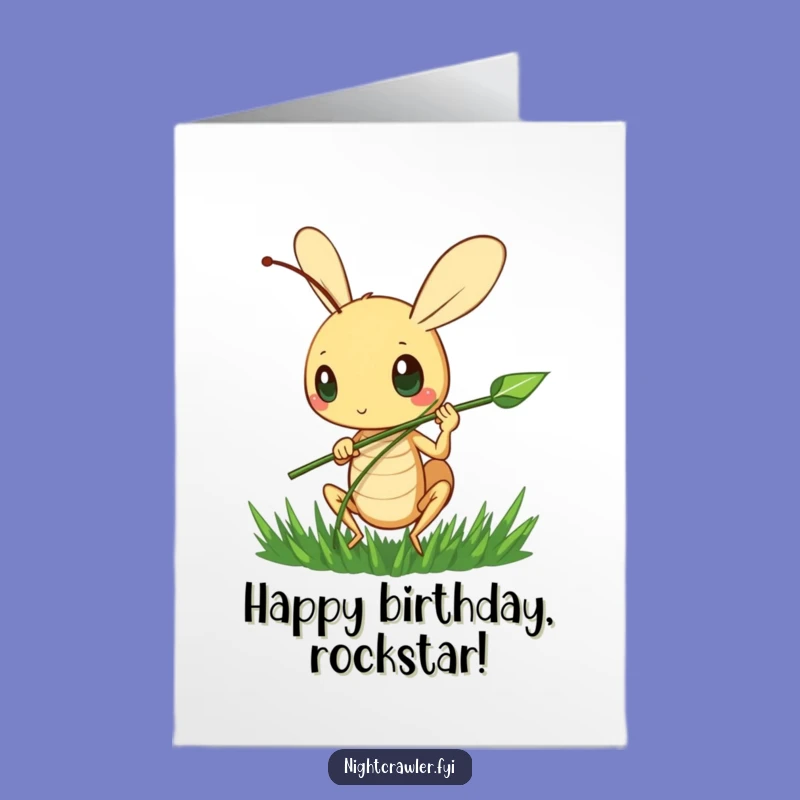 Funny Free Printable Birthday Card: Cricket Grass Strumming Humor Downloadable