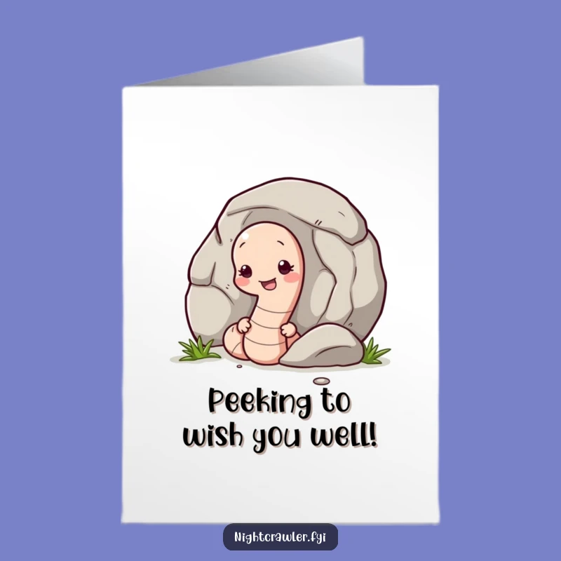 Shy Birthday Peek Earthworm Free Printable Greeting Card