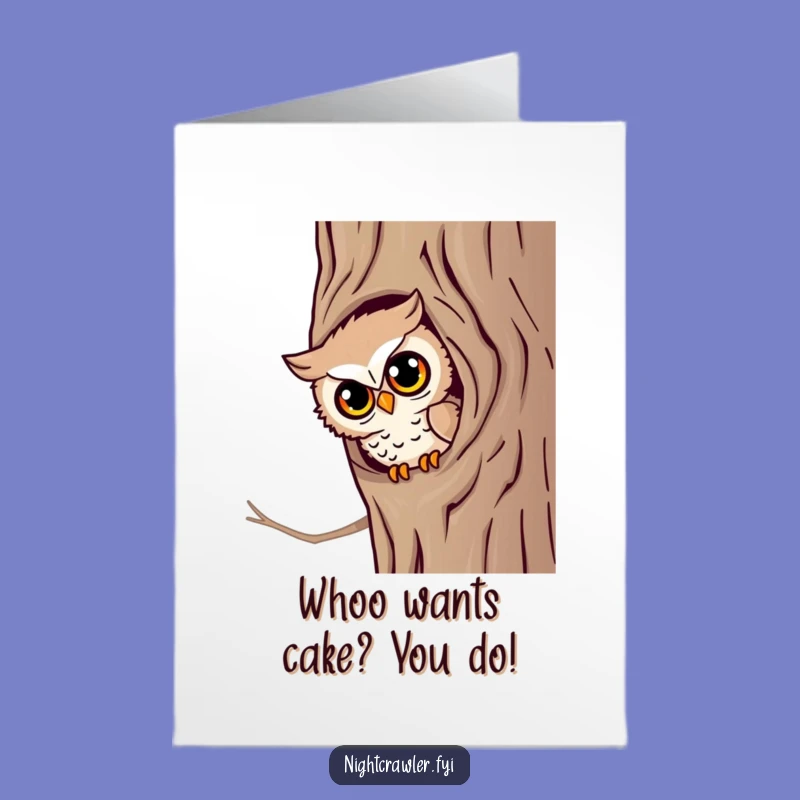 Funny Free Printable Birthday Card: Owl Peeking Tree Hollow Humor Downloadable