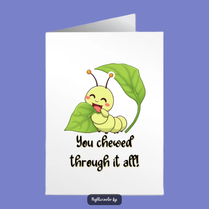 Free Printable Congrats Card: Happy Caterpillar Celebrates Your Delicious Success!