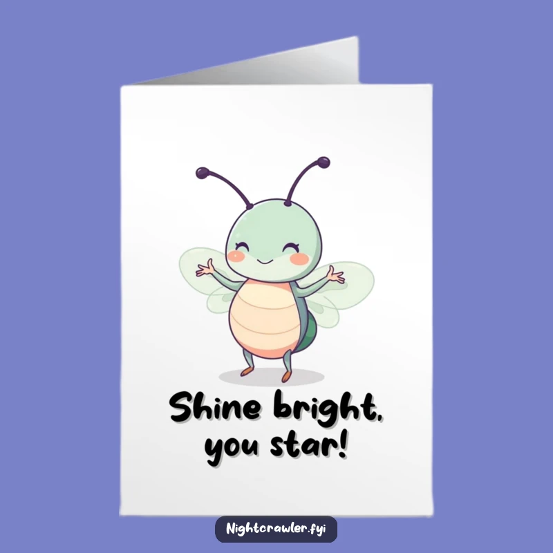 Free Printable Congrats Card: Twirling Bug's Moonlight Celebration, Funny Downloadable Gift