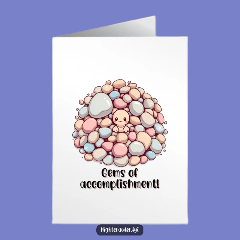Free Printable Congrats Card: Worm Peeking From Sparkly Pebbles Funny Downloadable