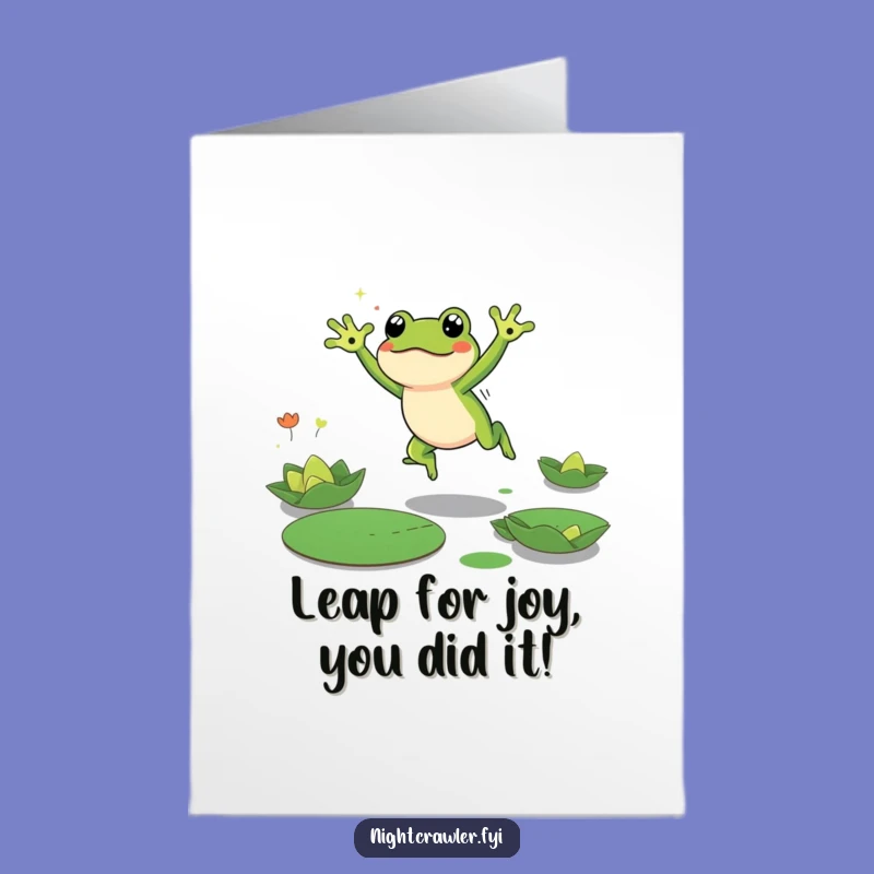 Free Printable Frog Congrats Card - Funny Jumping Downloadable Gift for Achievers