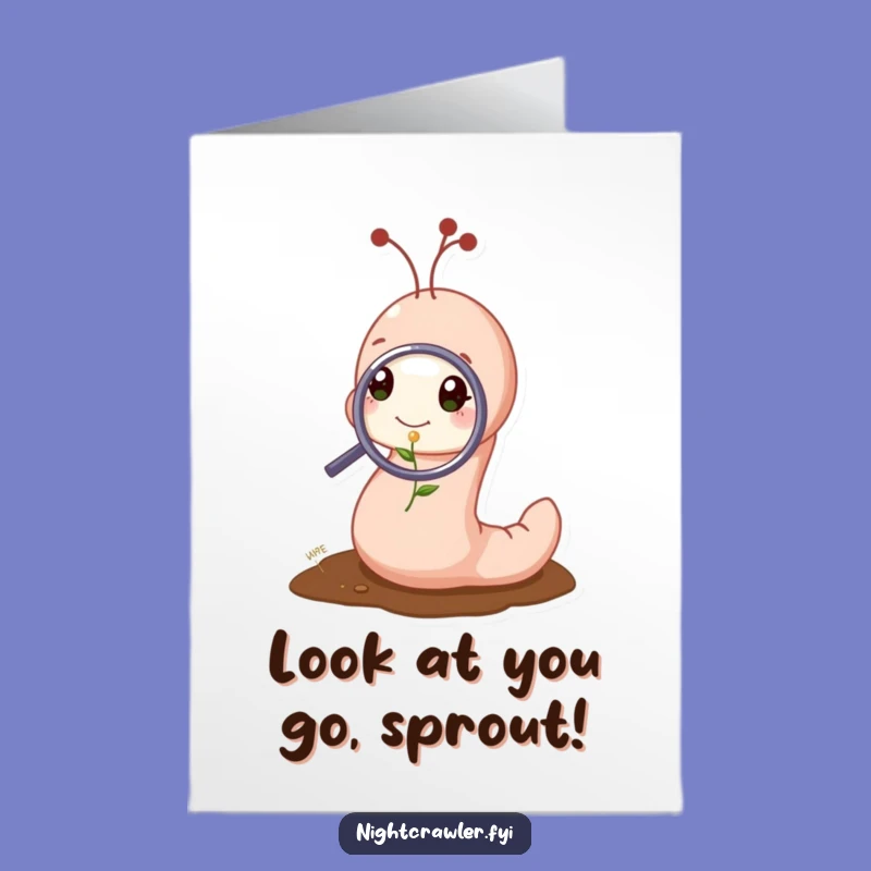 Free Printable Worm Sprout Congrats Card: Humorous Downloadable for New Beginnings