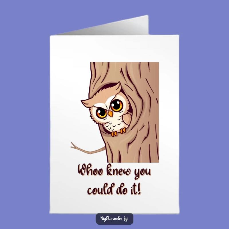 Free Printable Congrats Card: Owl Tree Hollow Humor Downloadable Gift