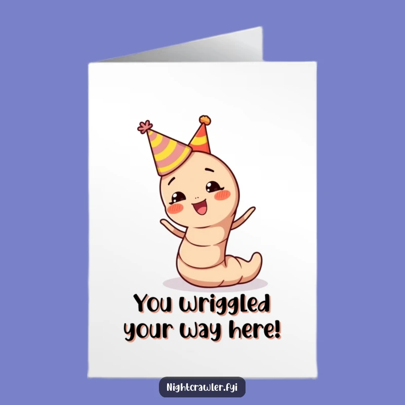 Free Printable Congrats Card: Excited Earthworm Wiggling, Perfect for Any Achievement
