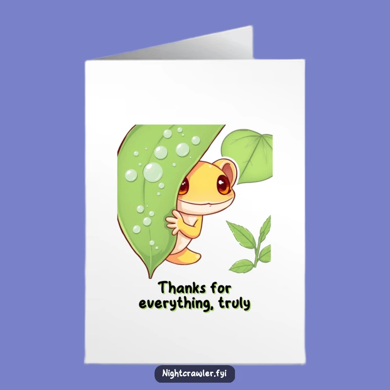 Free Printable Shy Gecko Thank You Card - Funny Downloadable Gift for Showing Gratitude