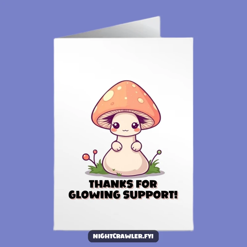 Free Printable Thank You Card: Shy Worm Glowing Mushroom, Funny Gift