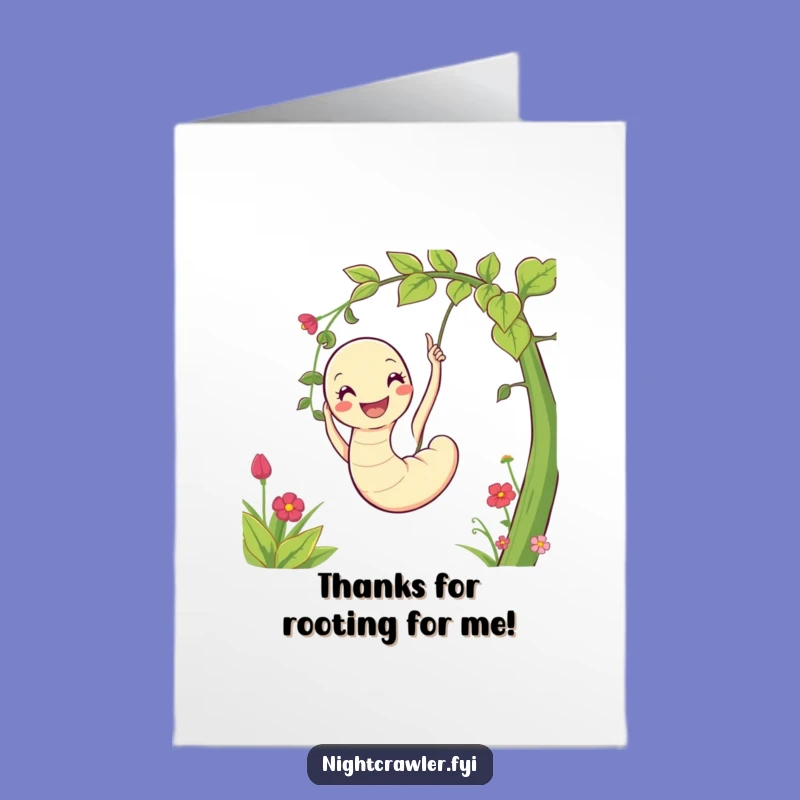 Free Printable Thank You Card: Worm Swinging Vine - Humorous Downloadable Appreciation Gift