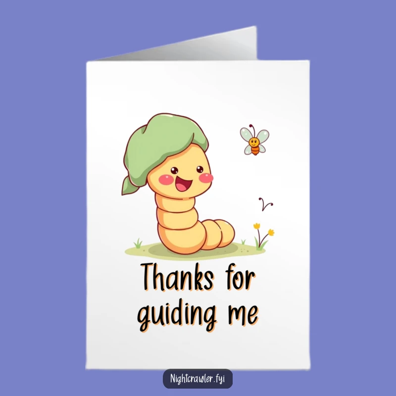 Free Printable Thank You Card: Funny Worm Guides Firefly, Downloadable Gratitude with a Helpful Hand!