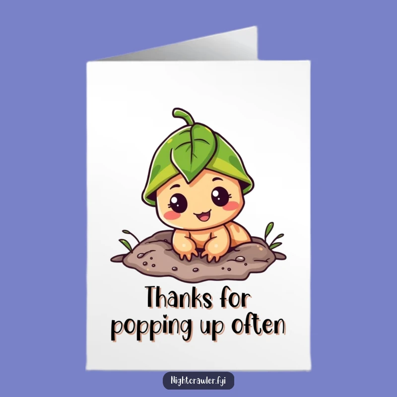 Free Printable Thank You Card: Night Crawler Leaf Cap Funny Downloadable Gift