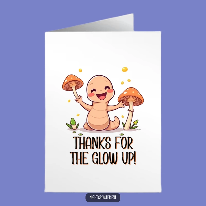 Thank You Earthworm Juggling Mushrooms Free Printable Greeting Card