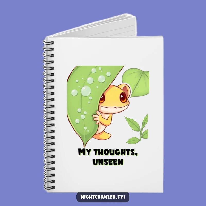Funny Shy Gecko Notebook: Journal Peeking Character, Dewy Leaf Notes, Perfect Funny Gift