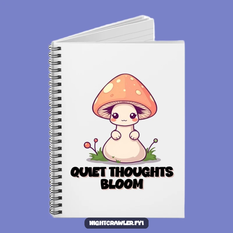 Funny Shy Worm Mushroom Notebook - Jot Down Quiet Thoughts