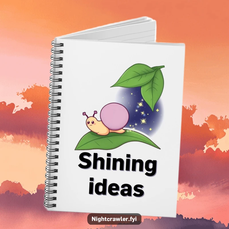 Funny Notebook: Smiling snail character leaving a sparkly trail, ideal for capturing magical thoughts and creative ideas.