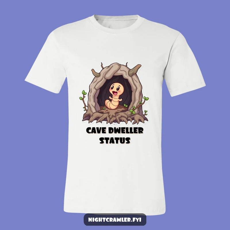 Funny Worm Explorer T-Shirt - Cute Worm's Root Cave Adventure Tee