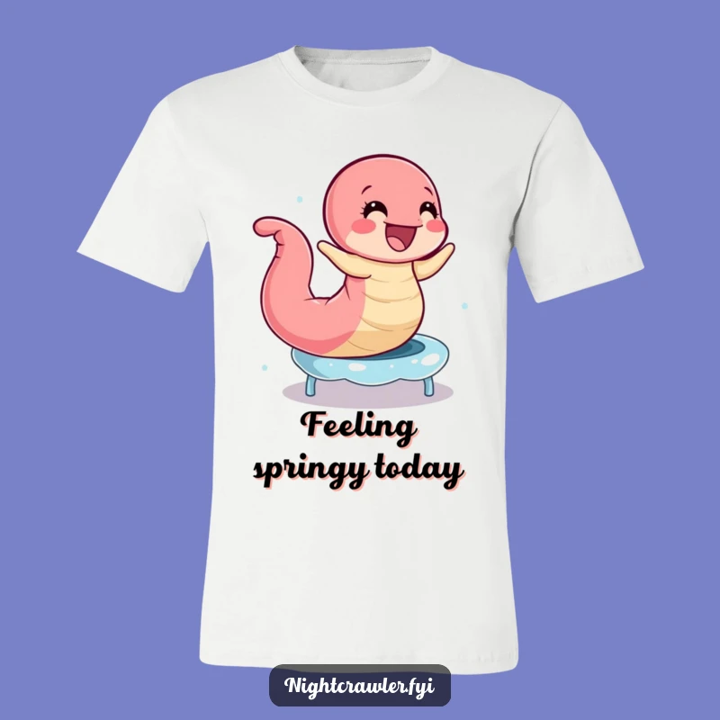 Funny Earthworm Trampoline T-Shirt: Joyful Bouncing Worm, Perfect Activewear & Gift